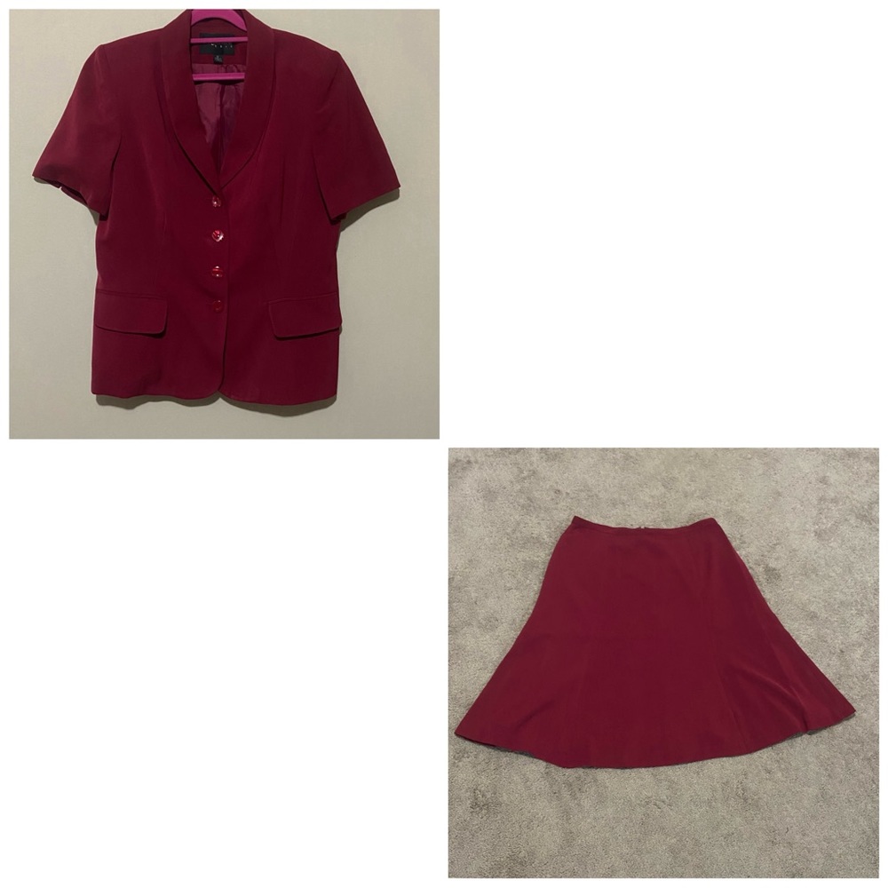 Sag Harbor 2 Piece Skirt Suit, Size 12, Deep Red